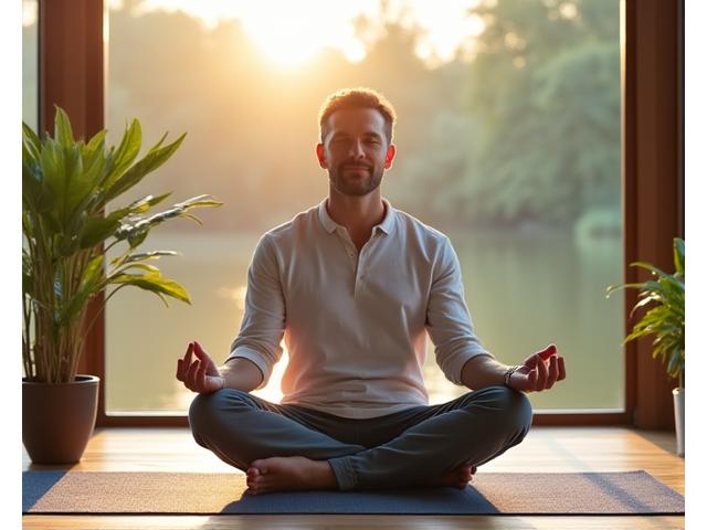 David meditating peacefully in a natural, serene setting, reflecting mental clarity