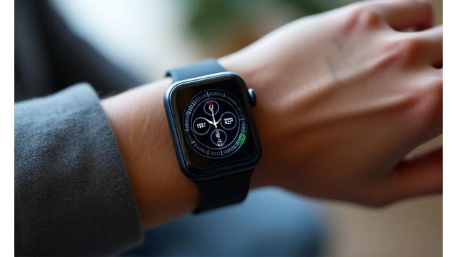 A sleek smartwatch displaying health metrics on a wrist, indicative of modern wellness technology.