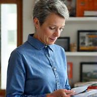 Person calmly reviewing financial documents on a tablet.